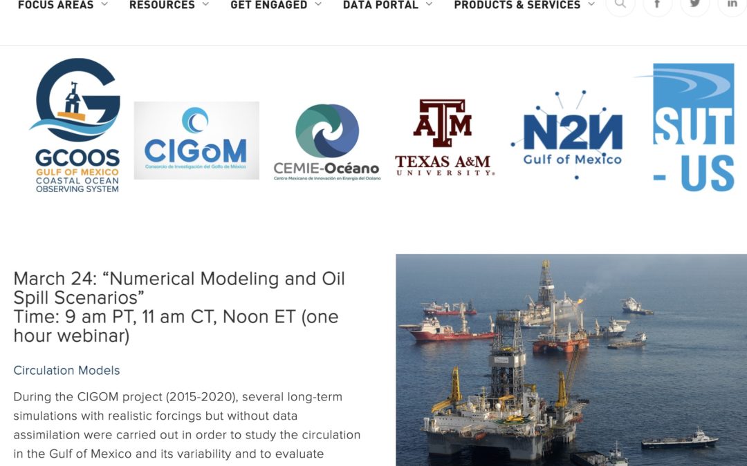 Continúa serie de seminarios web de primavera: modelos numéricos y derrames de petróleo